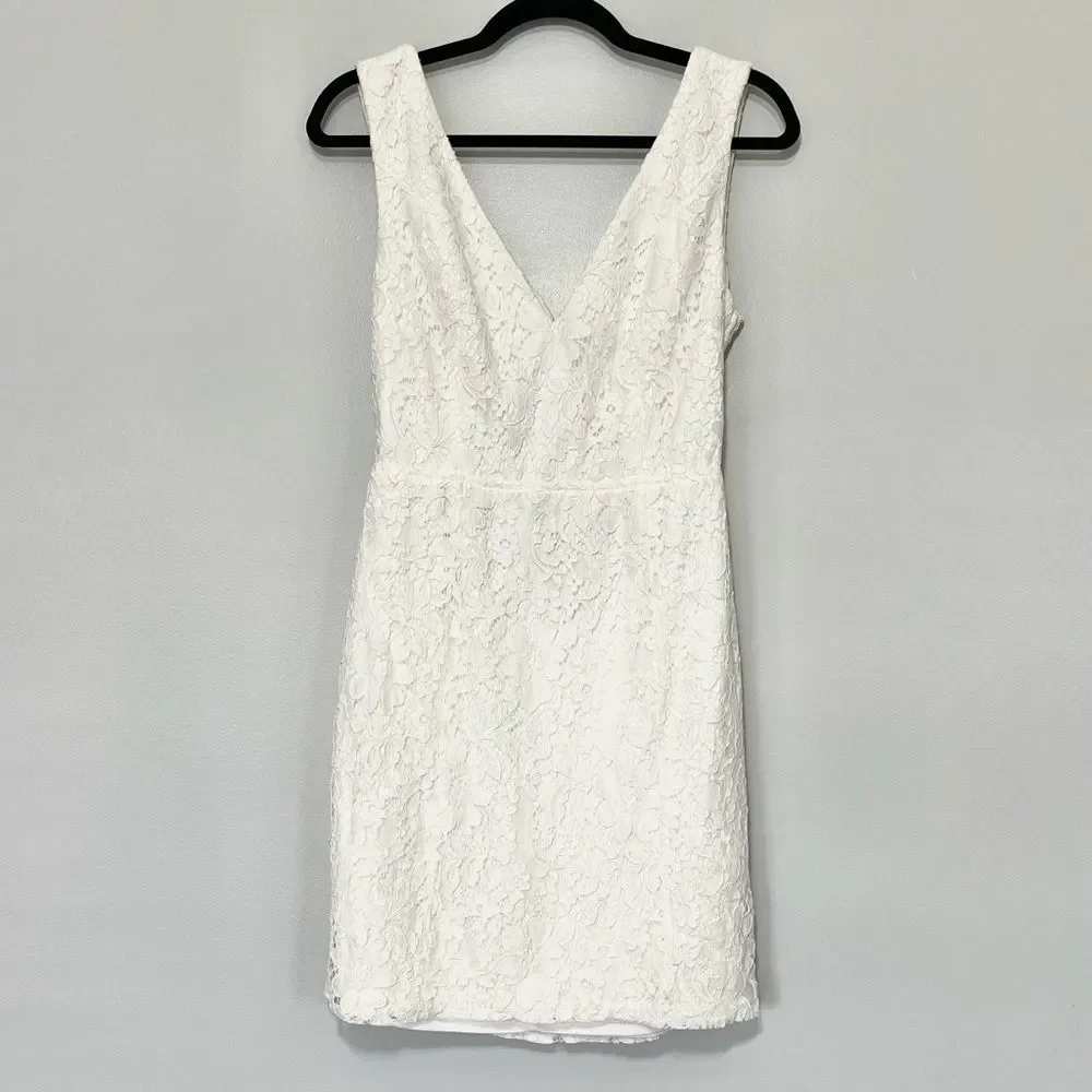 Lulu's White Lace V-Neck Cutout Mini Dress - Picture 2 of 11